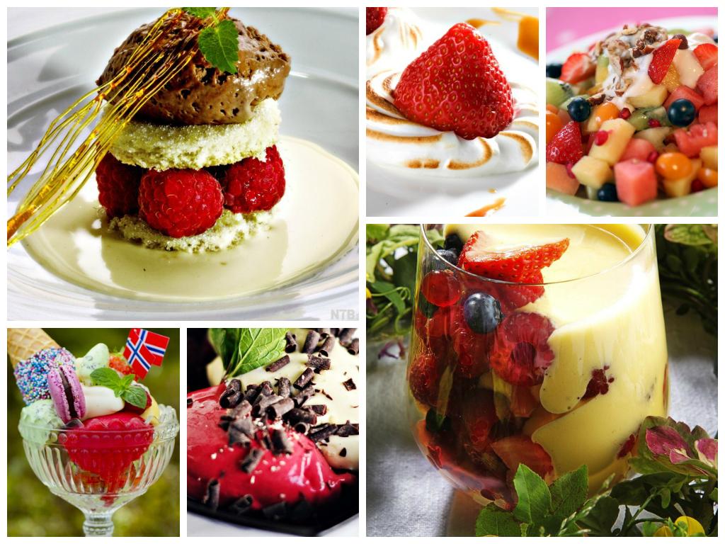 kollasj med bilder av desserter