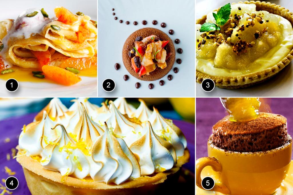 Varme desserter. Fotokollasj.