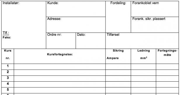 Skjema kursfortegnelse. Foto.