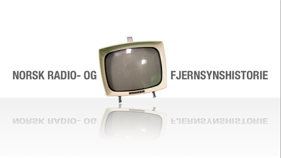 Gammelt TV-apparat og teksten Norsk radio- og fjernsynshistorie. Fotomontasje.