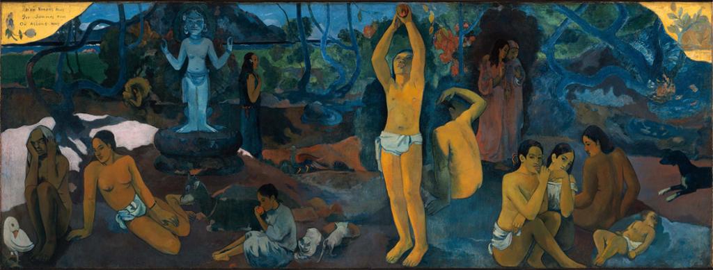 Maleri av Paul Gauguin som viser ulike personer på Tahiti. Foto.