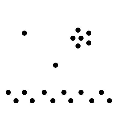 Punkter plassert på ulike måter som gjør at de danner mønster. Illustrasjon.