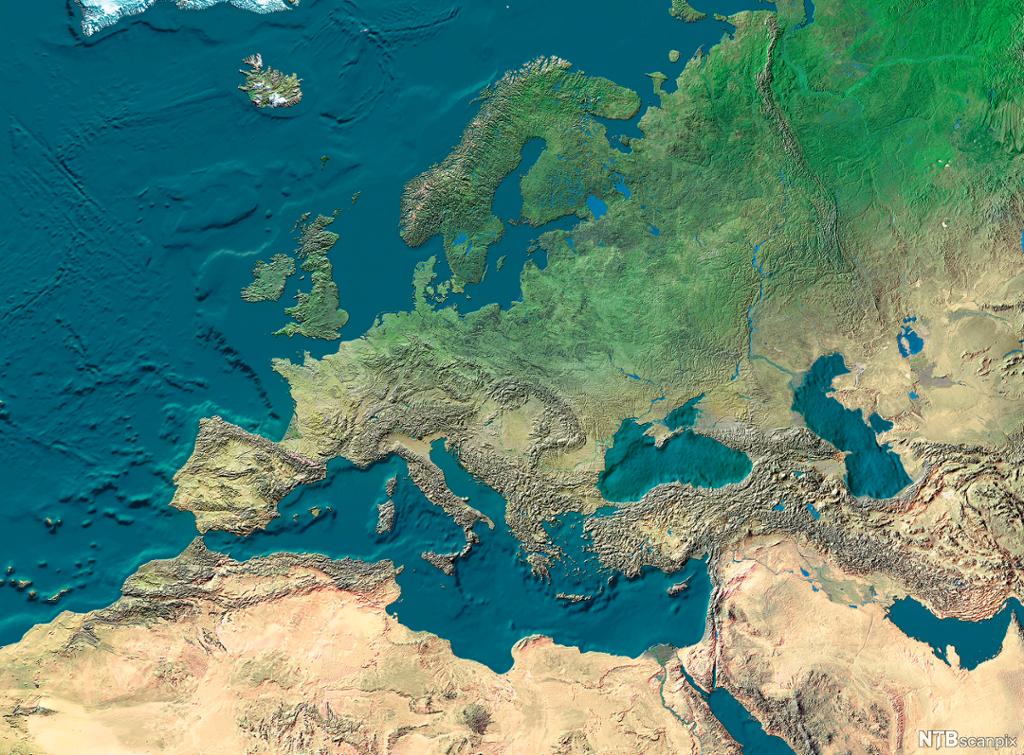 Manipulert satelittbilde av Europa. Foto.
