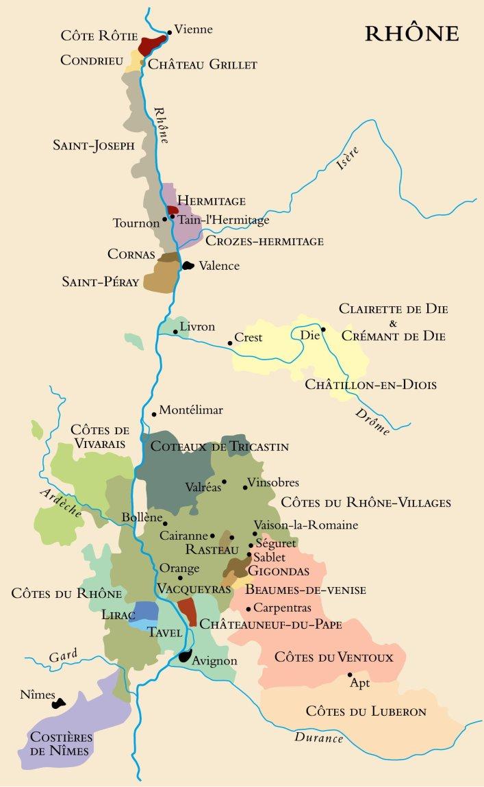 Kart over Rhônedalen. Illustrasjon.