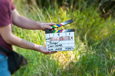 Start på filming på filmsett. Foto.