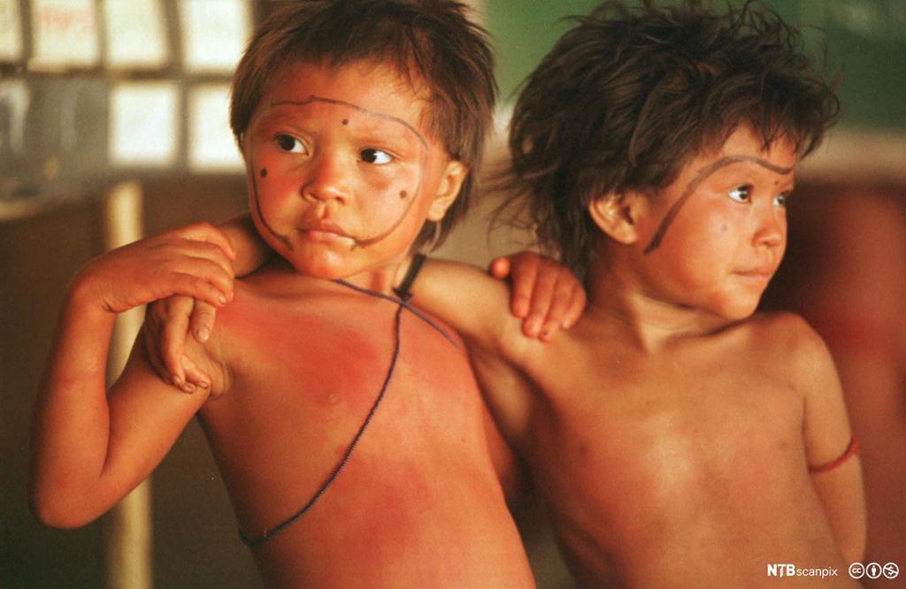 To yanomamö-barn i Brasil. Foto.