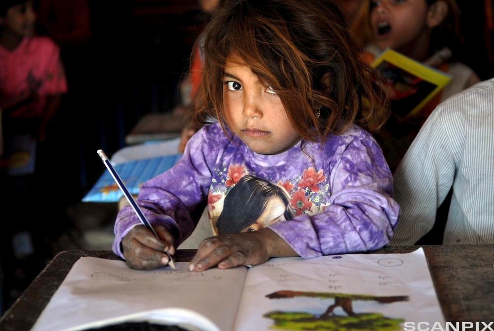 jente på skole i Irak. Foto.