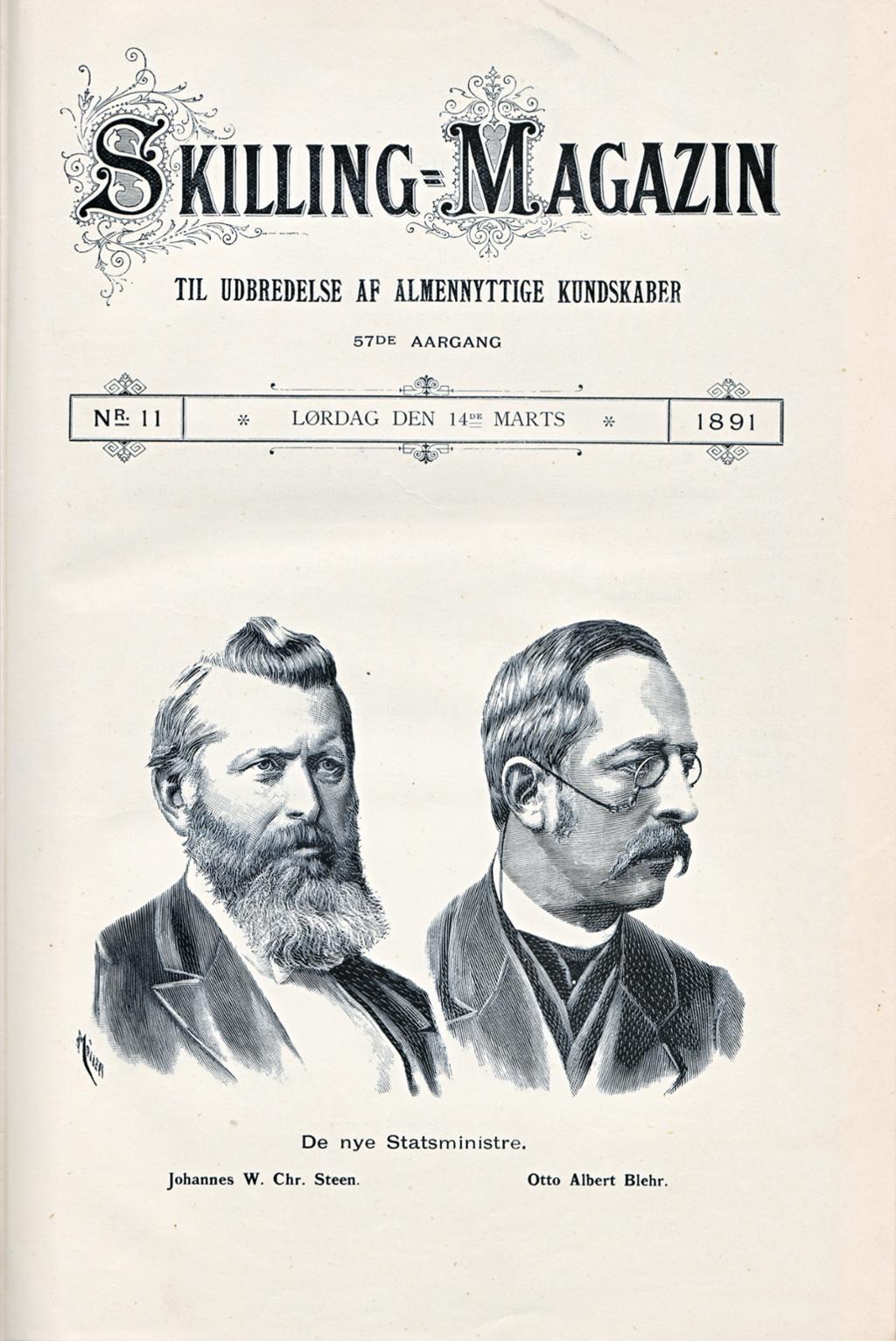 Forsiden av Skilling-Magazine fra 14. mars 1891. Bilde.