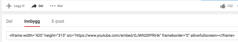 Embedkode ndla video om fordøyelsen (skjermdump)