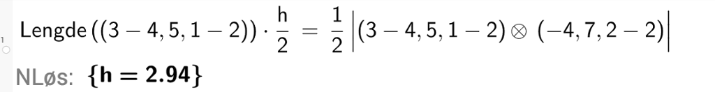 Avstand fra et punkt til en rett linje i GeoGebra. Bilde.