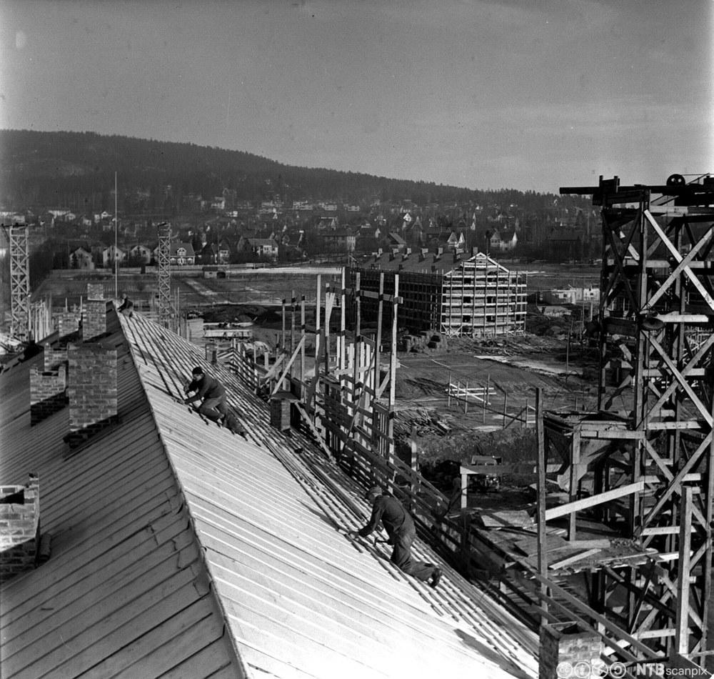Boligbygging i Oslo i 1947. Foto