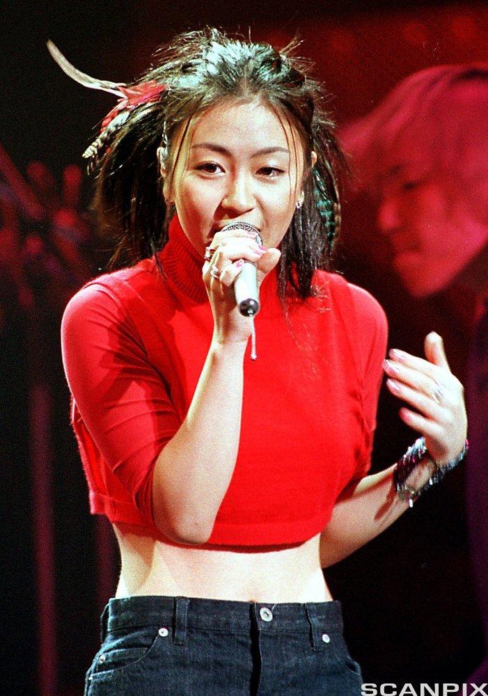 Japan's teenage singer Hikaru Utada performs at Tokyo's Budokan Hall
