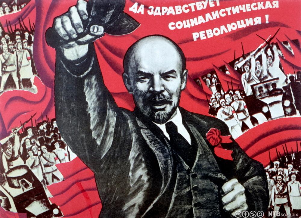 Lenin sigrar i borgarkrigen. Propagandaplakat.