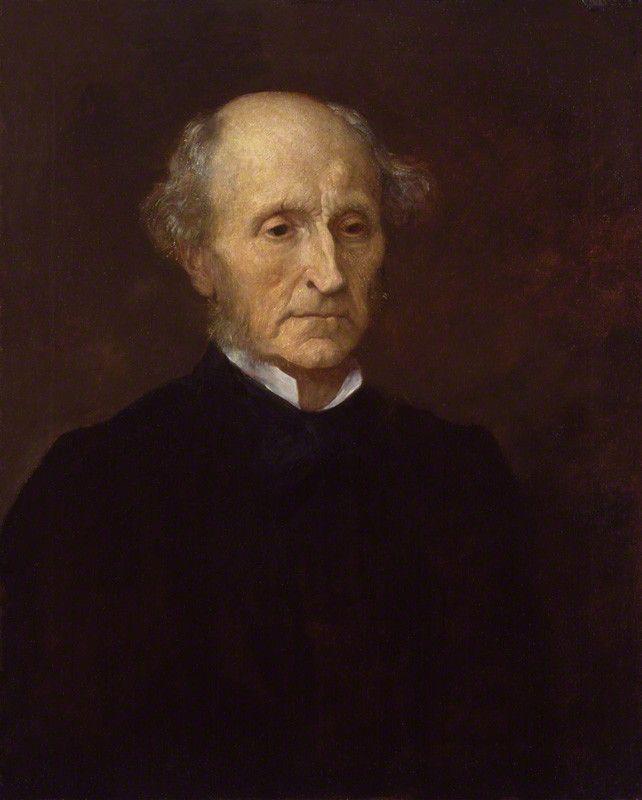 Portrett av den engelske filosofen og samfunnsøkonomen John Stuart Mill. Maleri.