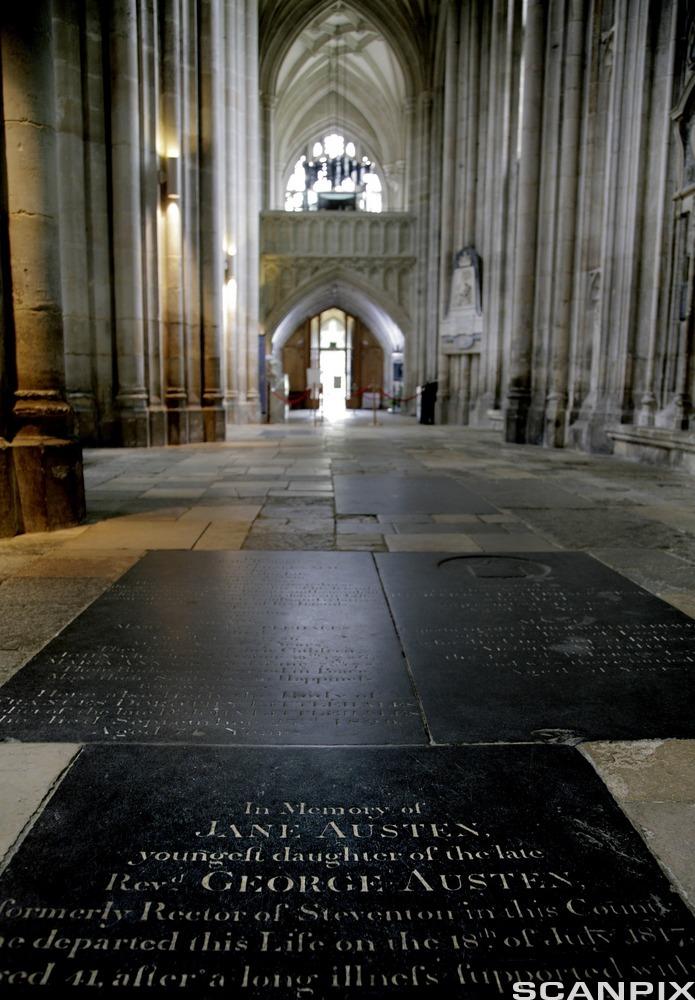 Jane Austen's grave in Winchester Cathedral