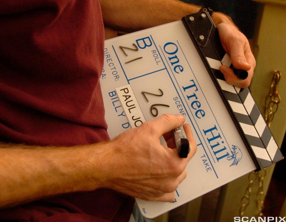 Johnny McIntyre fills out the slate for the next scene in "One Tree Hill," which films in Wilmington, N.C.