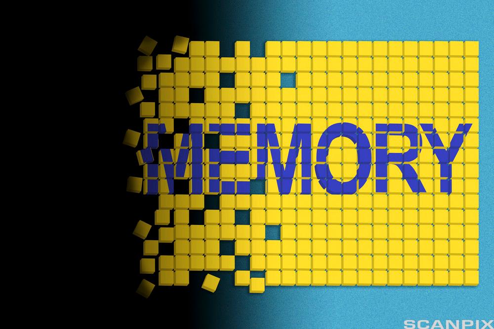 Ordet Memory skrevet på plakat. Illustrasjon.