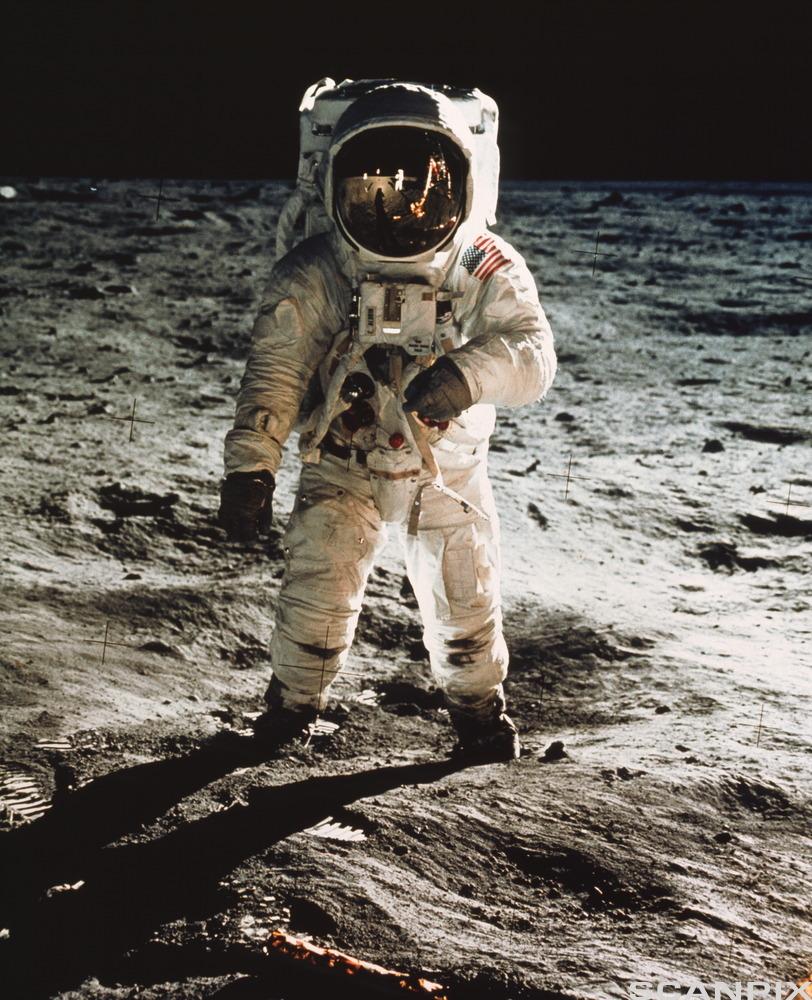 Apollo 11 astronaut Edwin Aldrin walking on moon