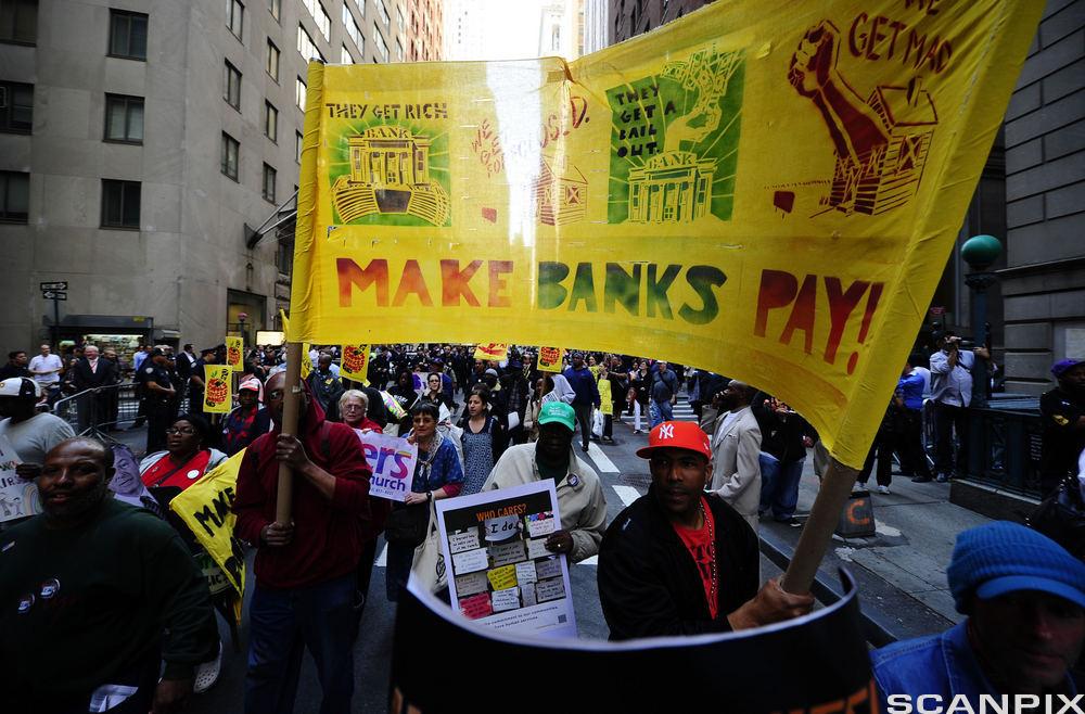 Demonstrasjoner i Wall Street. Foto.