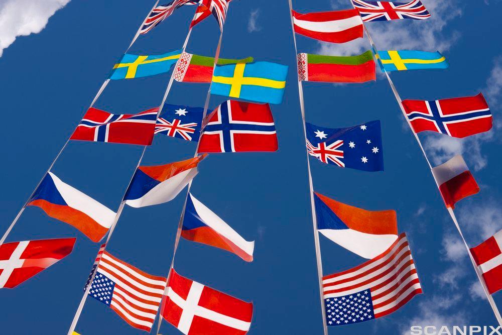 Flagg fra ulike nasjoner. Foto.