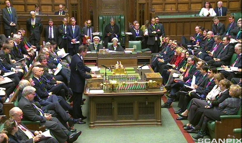 The House of Commons Chamber in London. Photo.