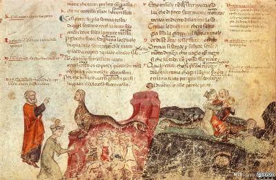 Illustrasjon av skjærsilden fra Dantes «Den guddommelige komedie». Foto.