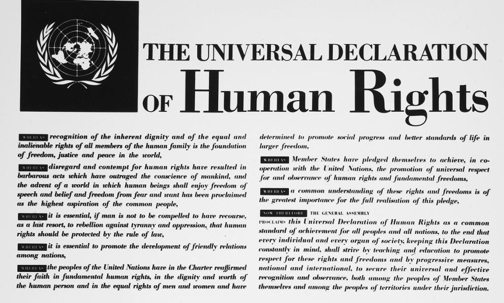 A printed document of the Universal Declaration of Human rights