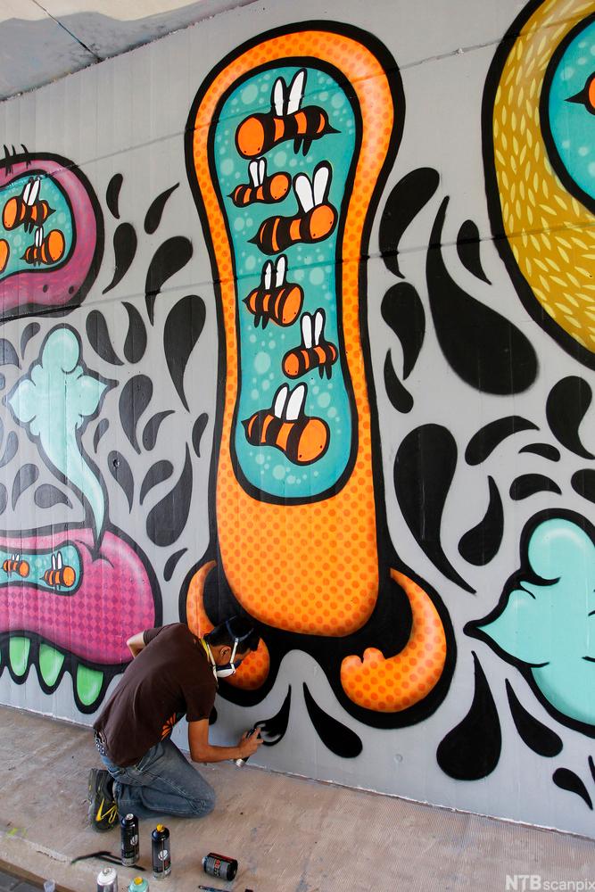 Graffiti artist at work