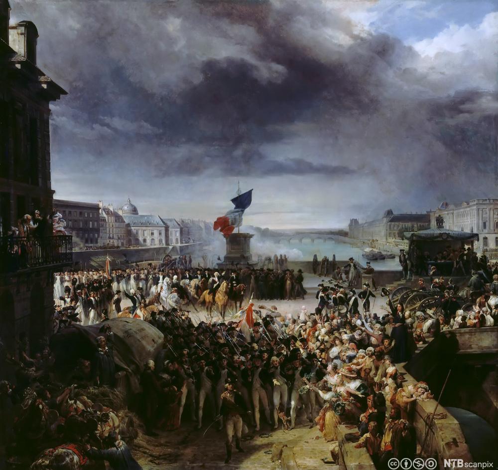 Nasjonalgarden i Paris drar ut i hæren, september 1792. Maleri.