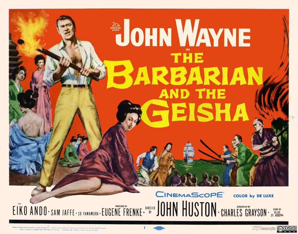 Filmplakat av The Barbarian and the Geisha, fra 1958.