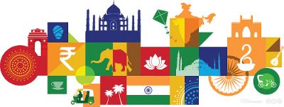 llustration of tourist attractions in India