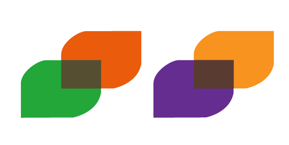 grønn og oragnge, orange og lilla. Illustrasjon