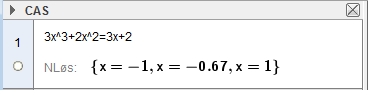 Løse likning i GeoGebra. Utklipp