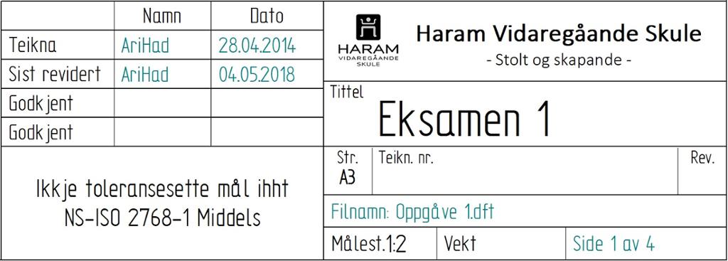 Tittelfelt på teknisk tegning med info om tegningen.  Illustrasjon.