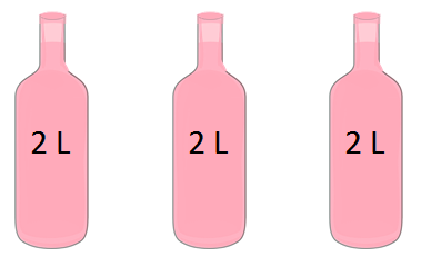 Tolitersflasker, 3 stykker. Bilde.
