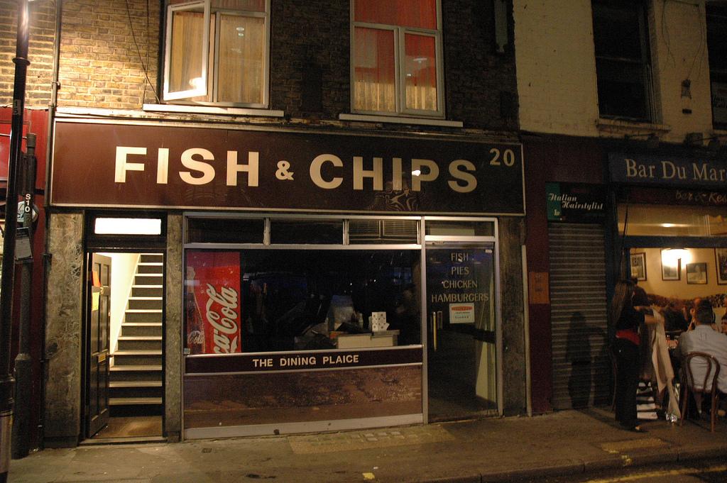 Fish and chips restaurant. Photo.