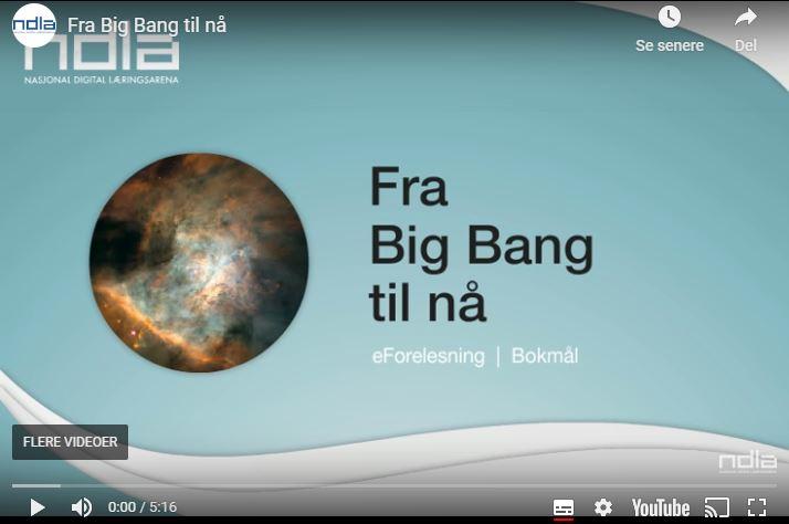 Klode og tittel  "Fra Big Bang til nå". Illustrasjon.
