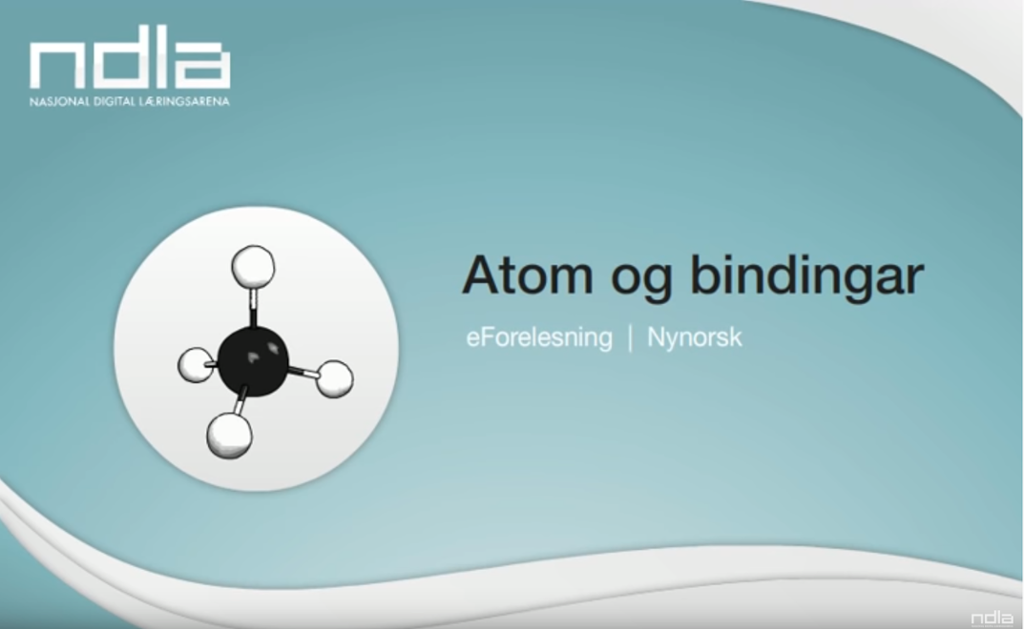 Skjermdump fra e-forelesning om atomer og bindinger. Foto.