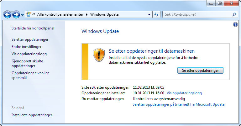 Windows leter etter oppdateringer