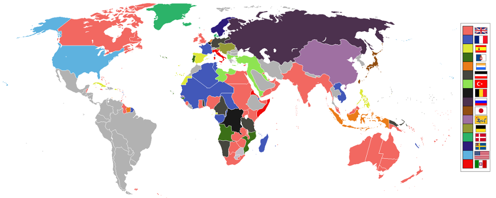 Verdenskart som viser hvilke kolonier som tilhørte hvilke imperier i 1898. Grafikk.