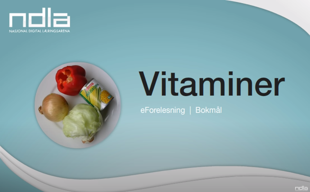 Skjermbilde av e-forelesning om vitaminer. Foto.