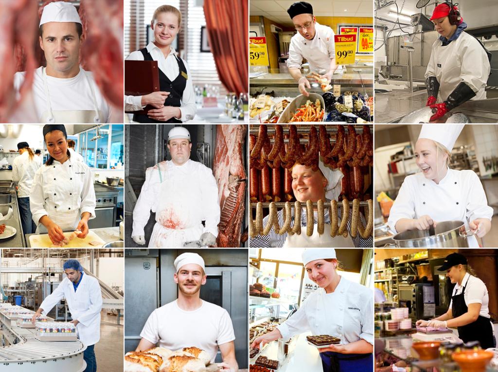 Yrkesportretter for restaurant- og matfag. Fotokolasj